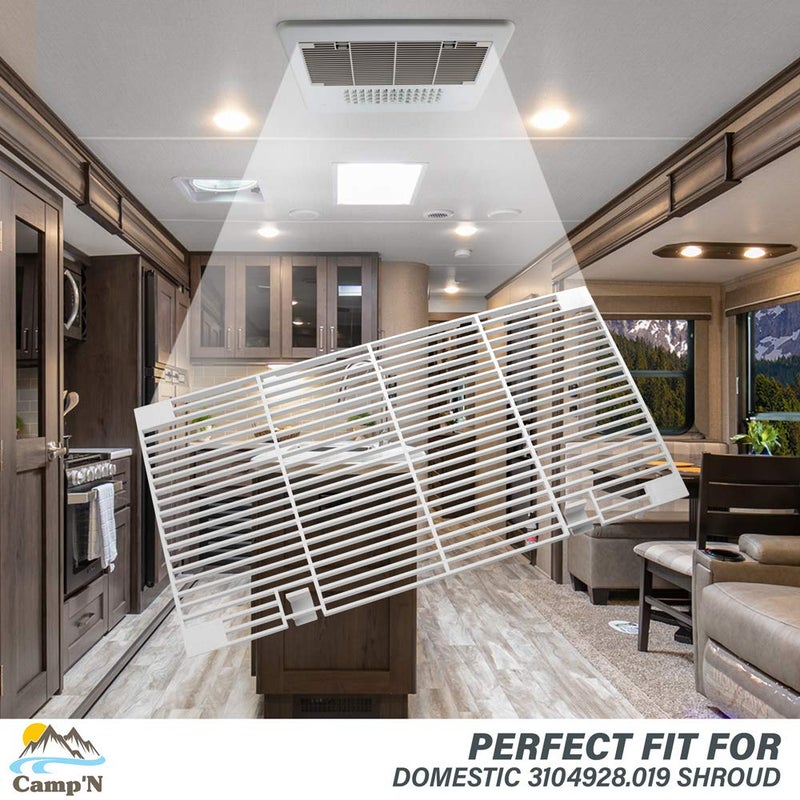 Camp'N RV AC Grille Replacement - Dometic 3104928.019 AC Air Grille Duo-Therm Compatible with 2 Replacement Filters - Polar white - Image 2